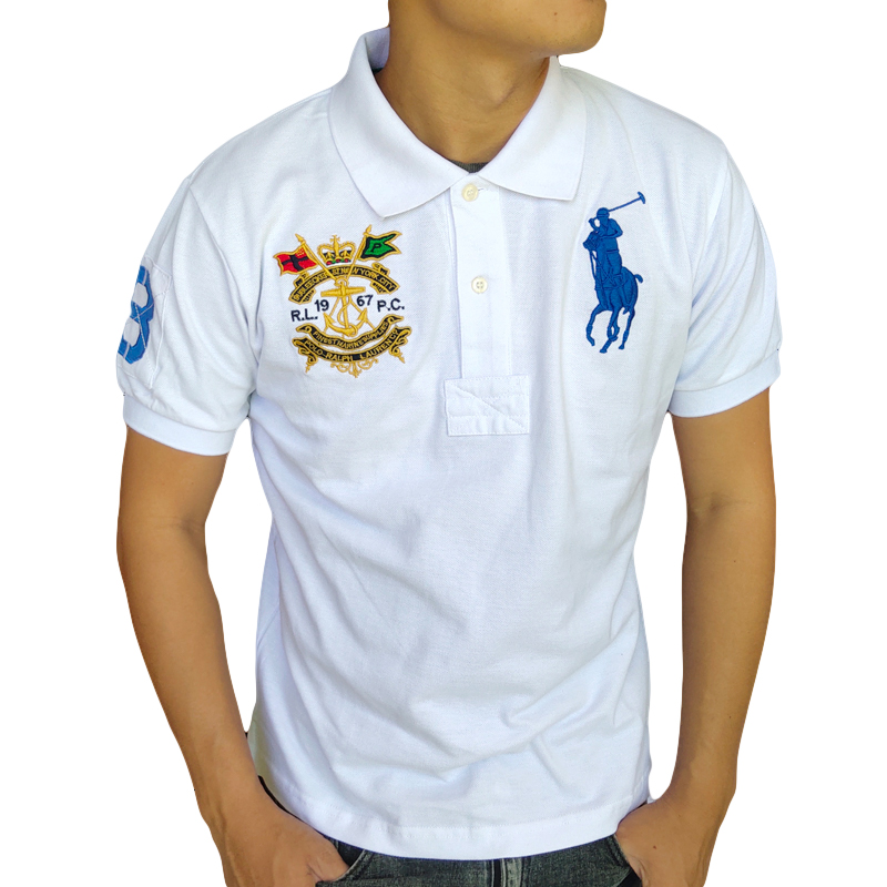 美国保罗polo男装大马标马球徽章刺绣纯棉短袖polo衫男珠地棉大码翻领