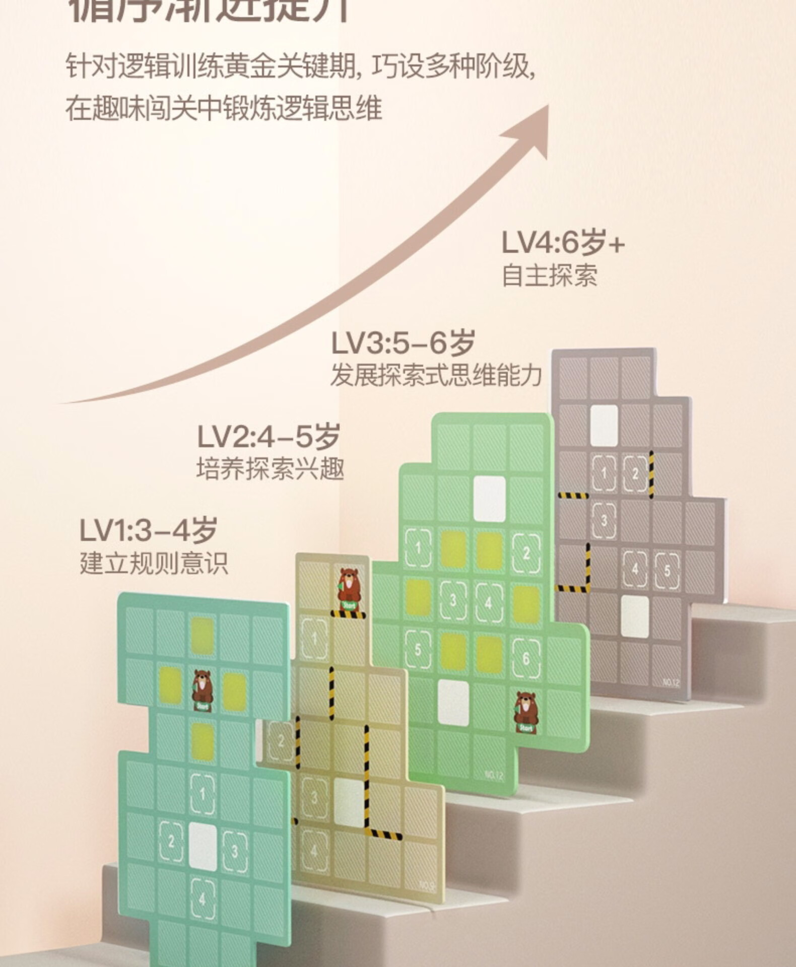 特宝儿小熊推箱子儿童思维逻辑训练专注力互动家庭通关桌游戏小熊推箱