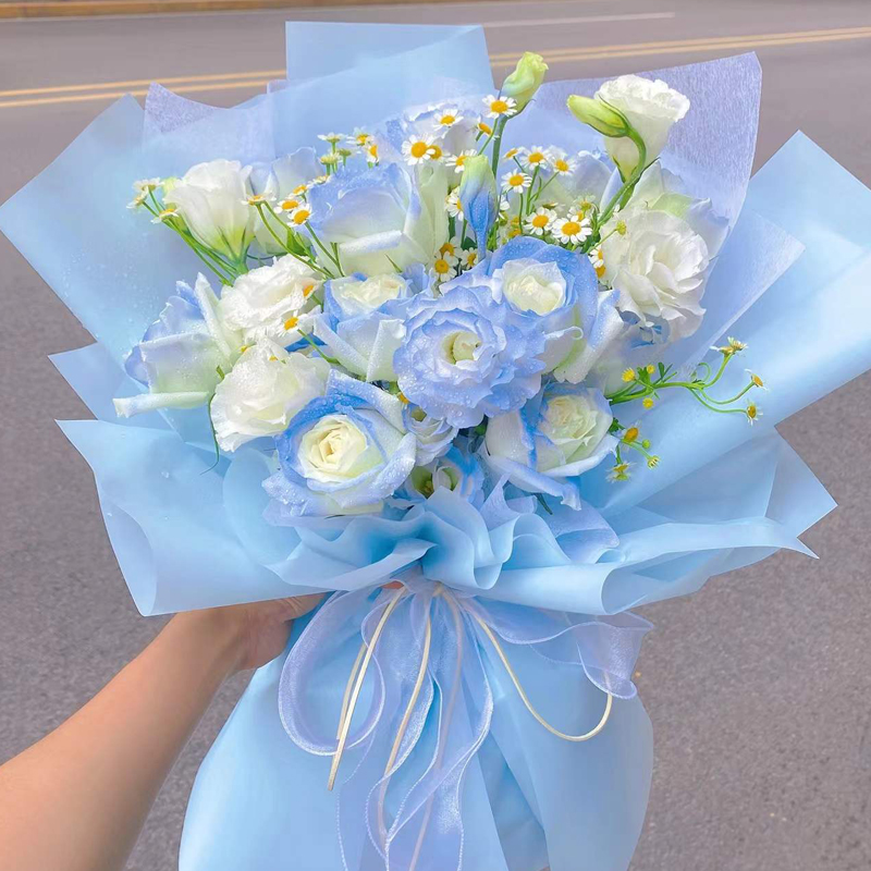 真鲜花情人节鲜花同城配送速递密西根碎冰蓝渐变玫瑰花束礼盒送老婆