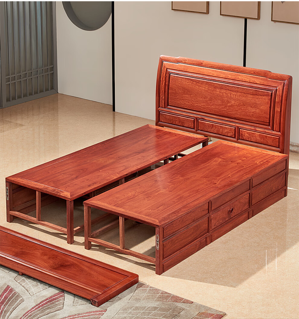 顺匠红木家具缅甸花梨学名大果紫檀床全实木床明式双人床婚床15米明式