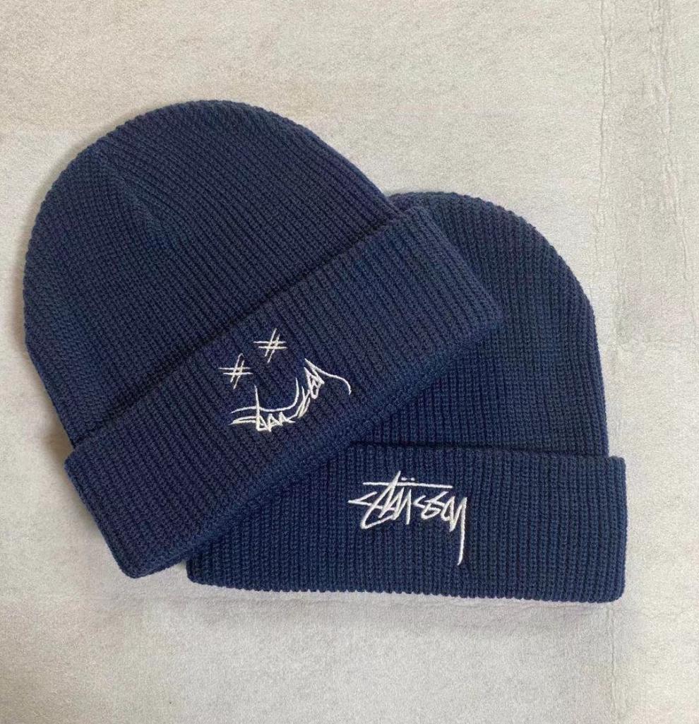 stussy毛线帽stussy斯图西毛线帽潮牌笑脸针织帽男女秋冬保暖冷帽情侣