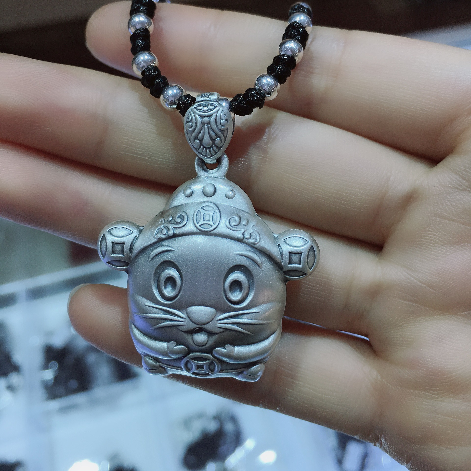 足银s999本命年生肖老鼠吊坠复古鼠年足银吊坠小孩儿童男女情侣项坠