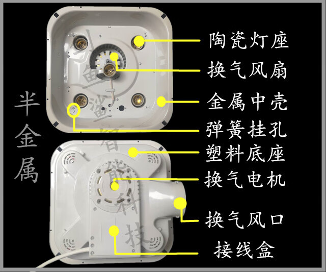 四灯浴霸金属配件灯泡灯暖取暖器换气扇风扇外壳底座塑料kc全金属带
