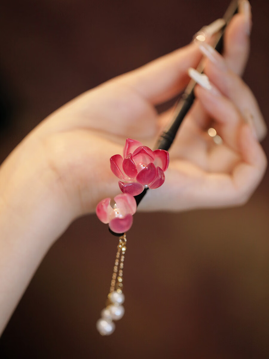 女生送给女闺蜜的生日礼物学生玉兰花旗袍发簪步摇流苏古风头饰简约