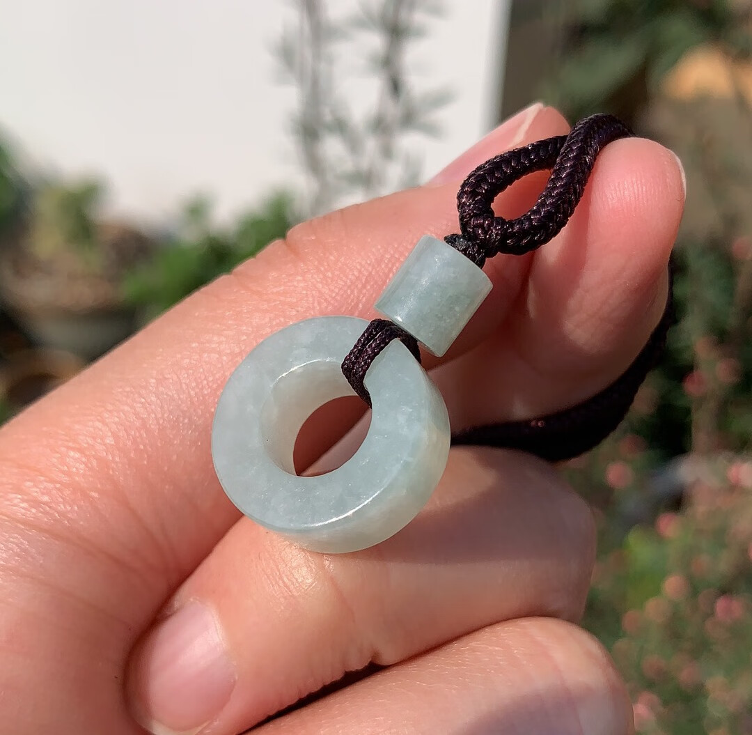 k&k宝钰天然缅甸翡翠糯种底色平安扣小挂件吊坠证书人气新