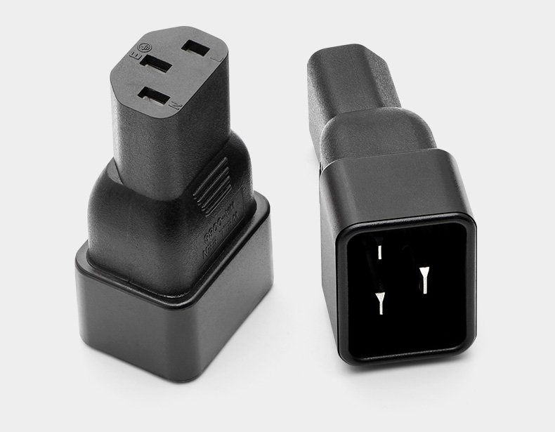 pdu电源转换插头10a转16a三竖孔转三横ce认证品字接头c13转c20头c13