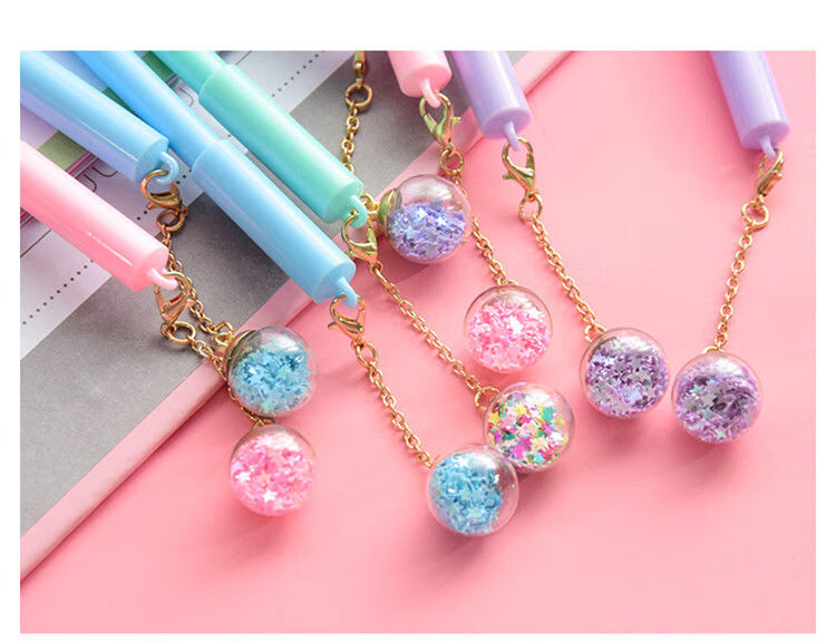 【可擦笔】少女心吊坠笔晶蓝色可爱创意小仙女韩版摩易擦可擦笔芯