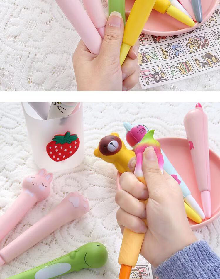 ins网红可爱少女心减压创意软绵绵回弹解压中性笔p 小兔 10支