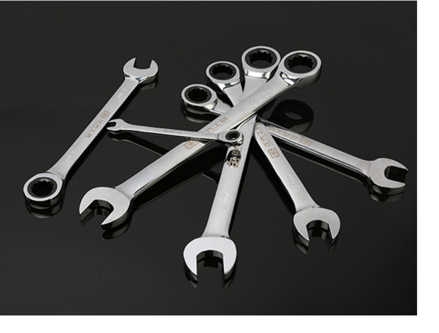 镜面快速棘轮扳手开口梅花两用呆扳手省力汽修理工具套装 棘轮两用