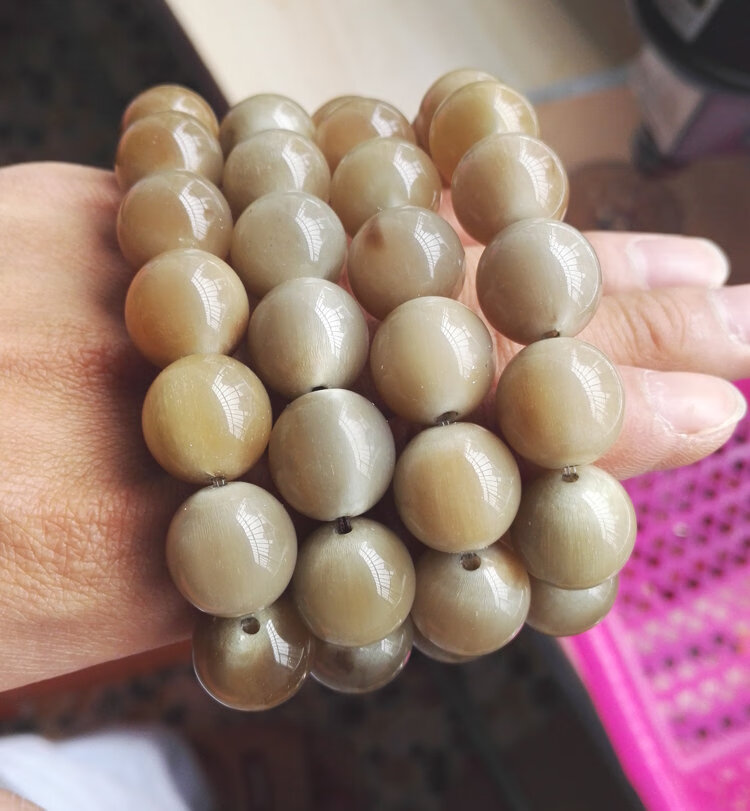 天然牛角佛珠手链 白水牛角手串念珠男女士款 送礼盒保真 精吕20mm/12