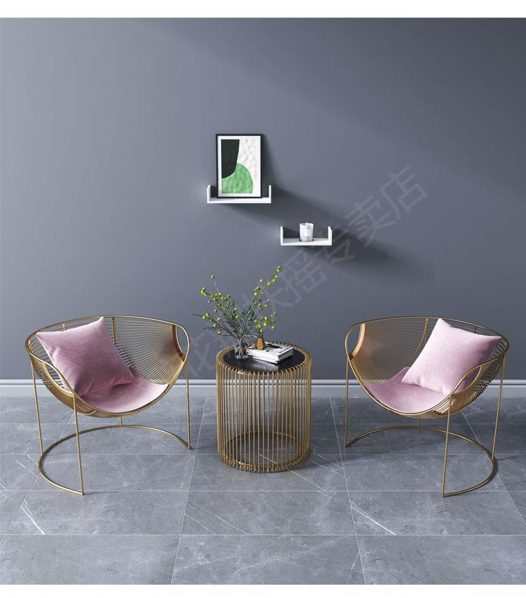 喝茶桌椅阳台桌椅三件套网红家用轻奢小圆桌茶几椅子组合简约庭院铁艺