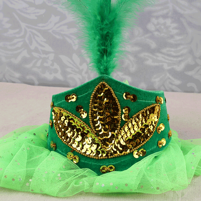 南厝新品维吾尔族帽子维吾尔族小花帽新疆舞蹈帽子女民族头饰纱巾羽毛