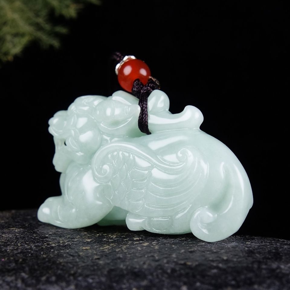 金玉兰香翡翠玉石貔貅吊坠立体麒麟项链玉坠天然a货飞天玉貔貅挂件