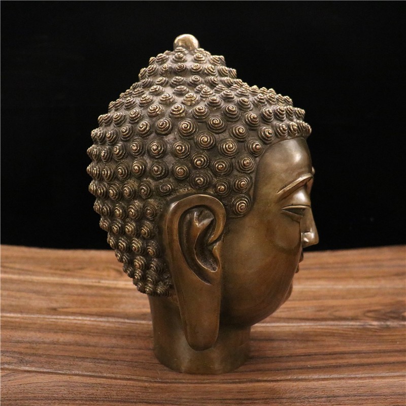 佛光普照印人物桌面摆件 仿古佛释迦摩尼佛头客厅家居装 佛头印重2