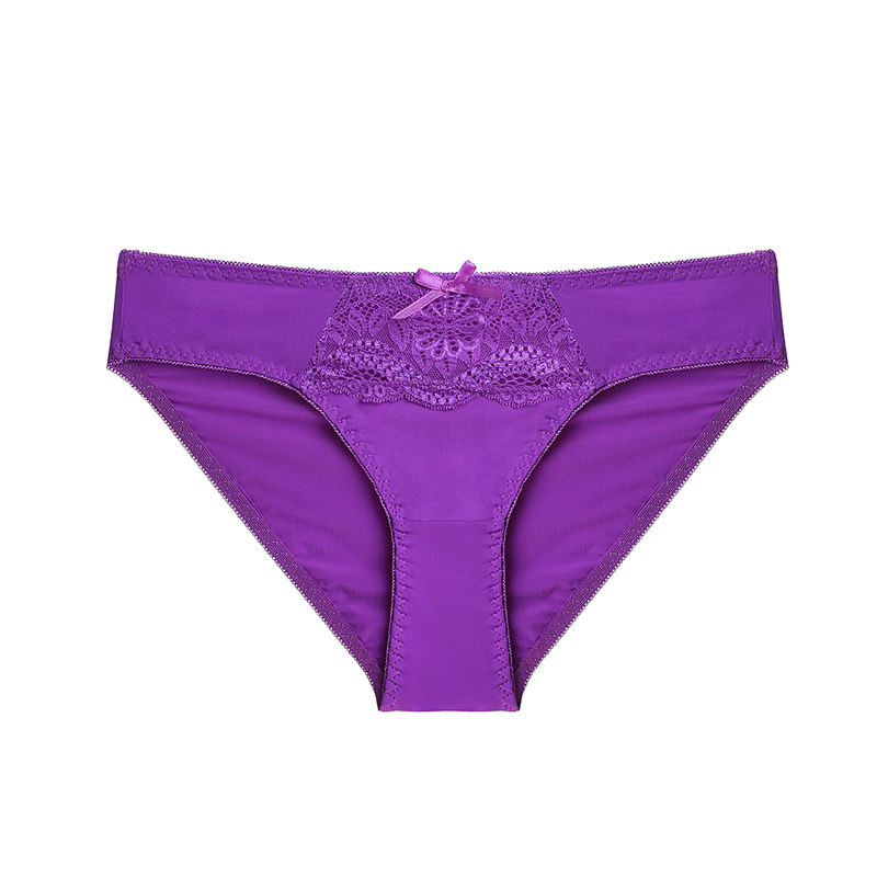 性感内裤女轻薄透气弹力冰丝少女低腰结大码三角裤紫色m适合80100斤