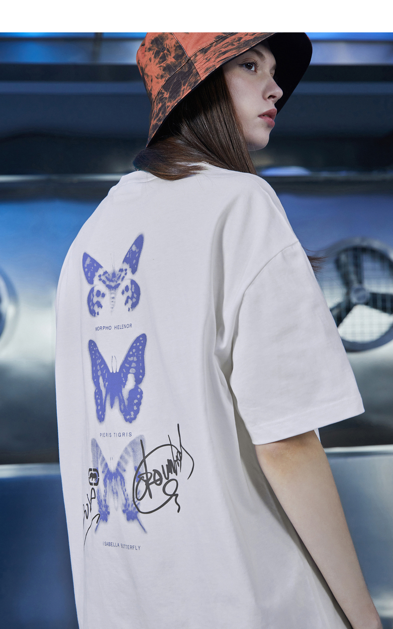 ecko犀牛休闲短袖男宽松潮牌t恤2021夏季新款渐变蝴蝶印花上衣情侣款