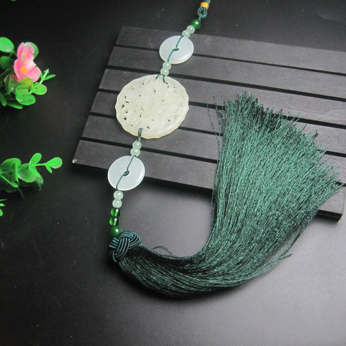 手工岫玉古风玉佩平安扣流苏腰佩禁步古典饰品汉服旗袍配饰 金玉满堂