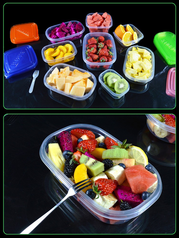 水果捞包装盒网红外卖一次性餐盒小号长方形透明带盖打包盒子cn280ml