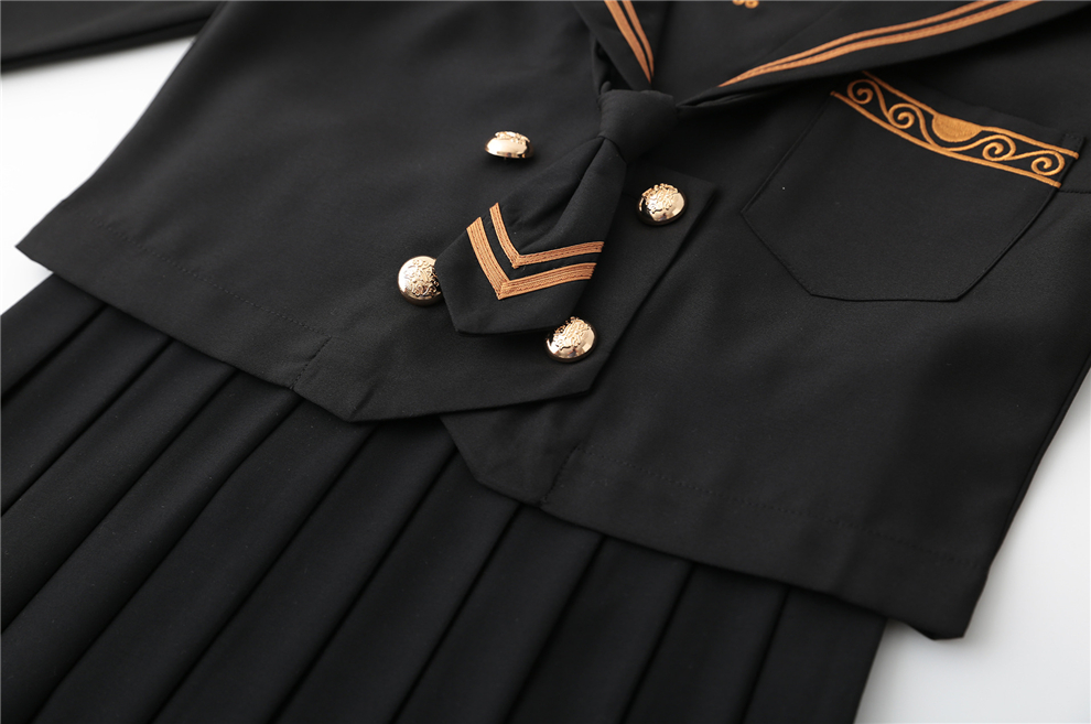 陈陈创意小瑾原创皇家上将正统jk制服中间服学院风不良中长裙班服套装