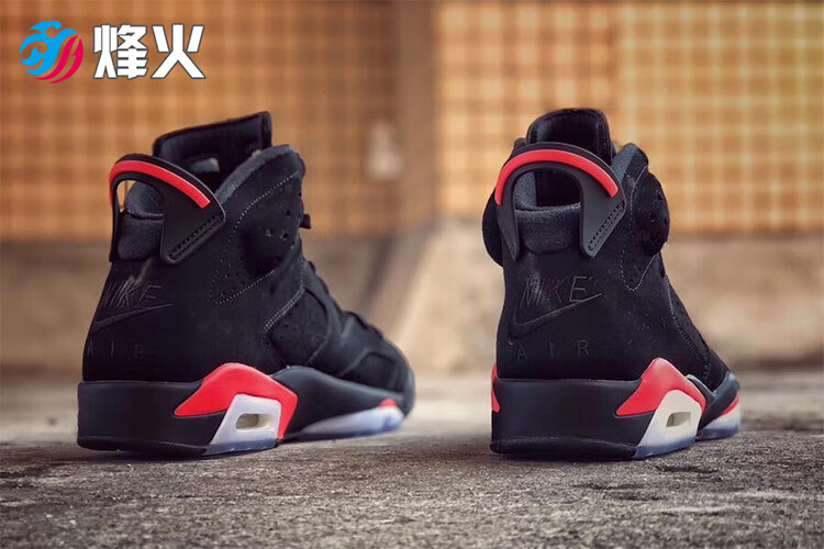 烽火体育 air jordon 6 aj6 黑红高帮 19复刻红外线篮球鞋 384664 060