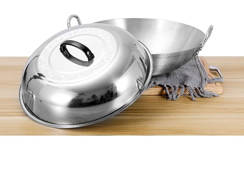 加厚不锈钢炒锅盖加拱形老式圆形炒菜锅盖铁锅盖炒鼎盖大锅盖子 加厚