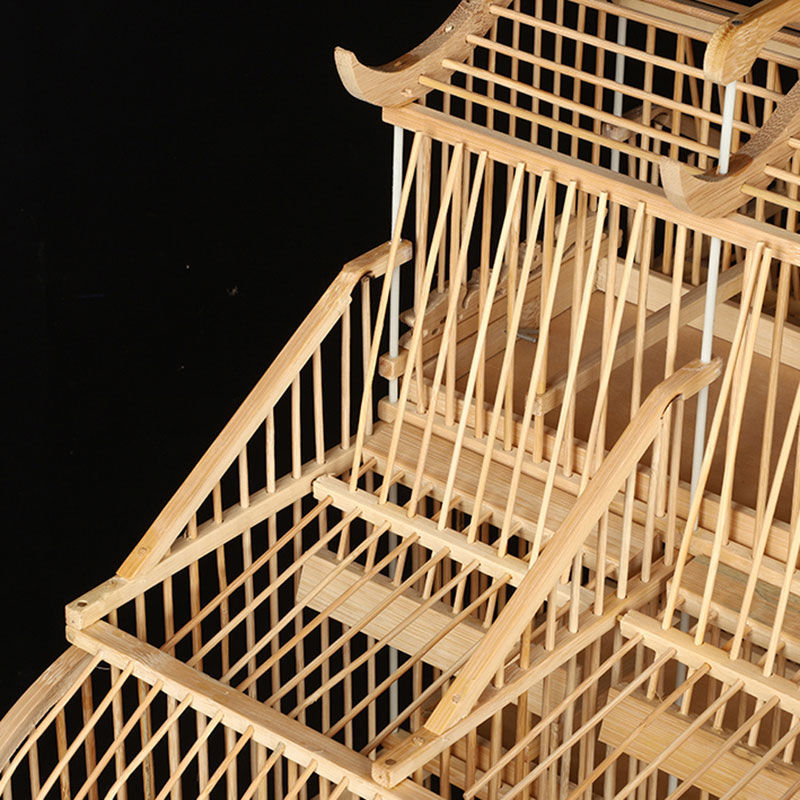 新款鸟用机关笼拍笼踏笼打笼翻滚笼竹制鸟笼抽屉自锁鸟笼特价宝宠派