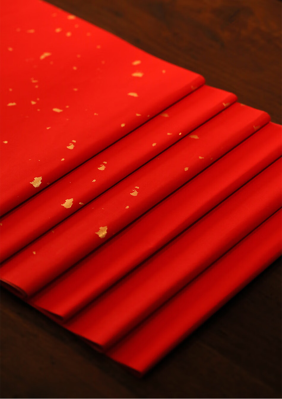 万年红宣纸四尺对开加厚大红半生熟宣洒金毛笔书法写字红纸结婚用红色