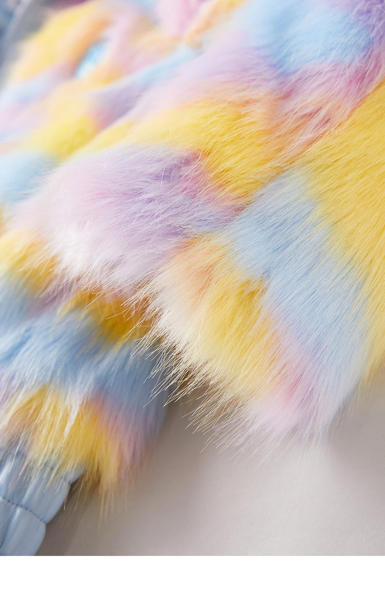 【洛天依联名】太平鸟毛毛外套女2020冬装新款短款宽松彩色短外套