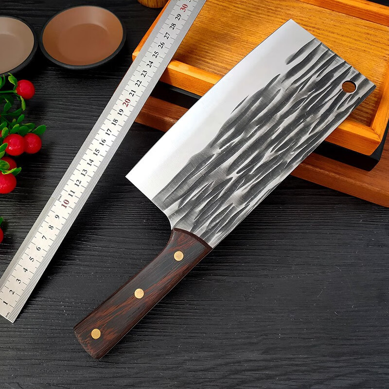 采岑 采岑锻打锤纹菜刀斩切两用家用高碳钢发黑剁鸡鱼切肉厨房刀具