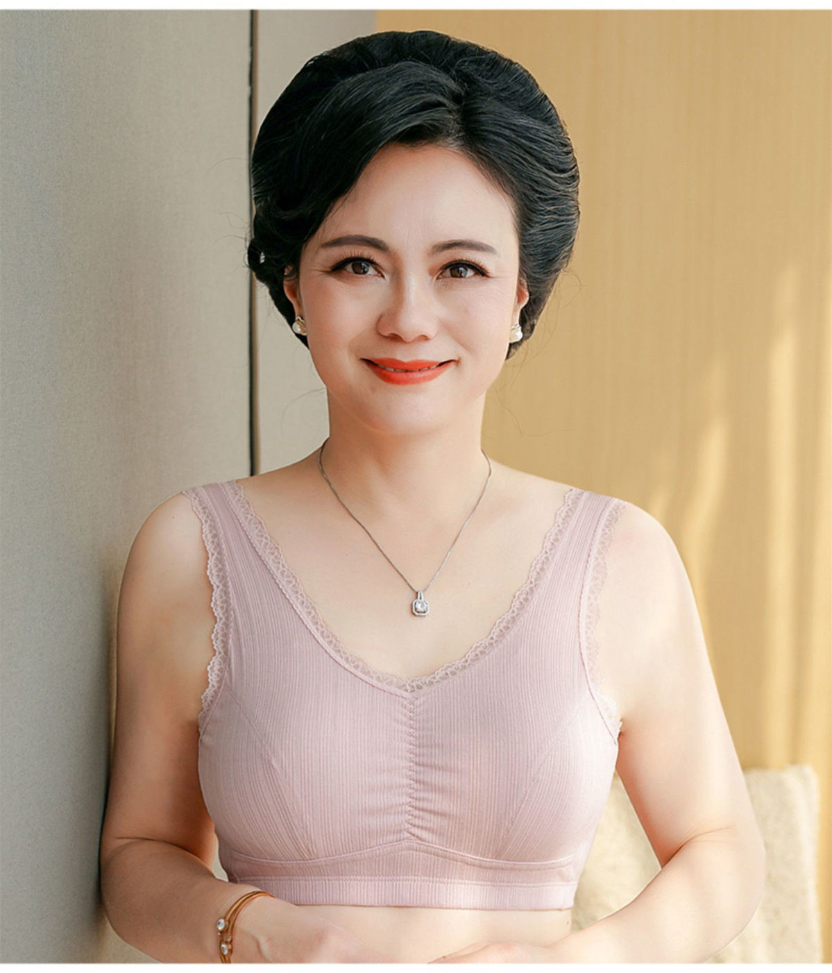 中老年人内衣无钢圈棉运动背心式加肥加大码胸罩广场舞妈妈文胸 w8