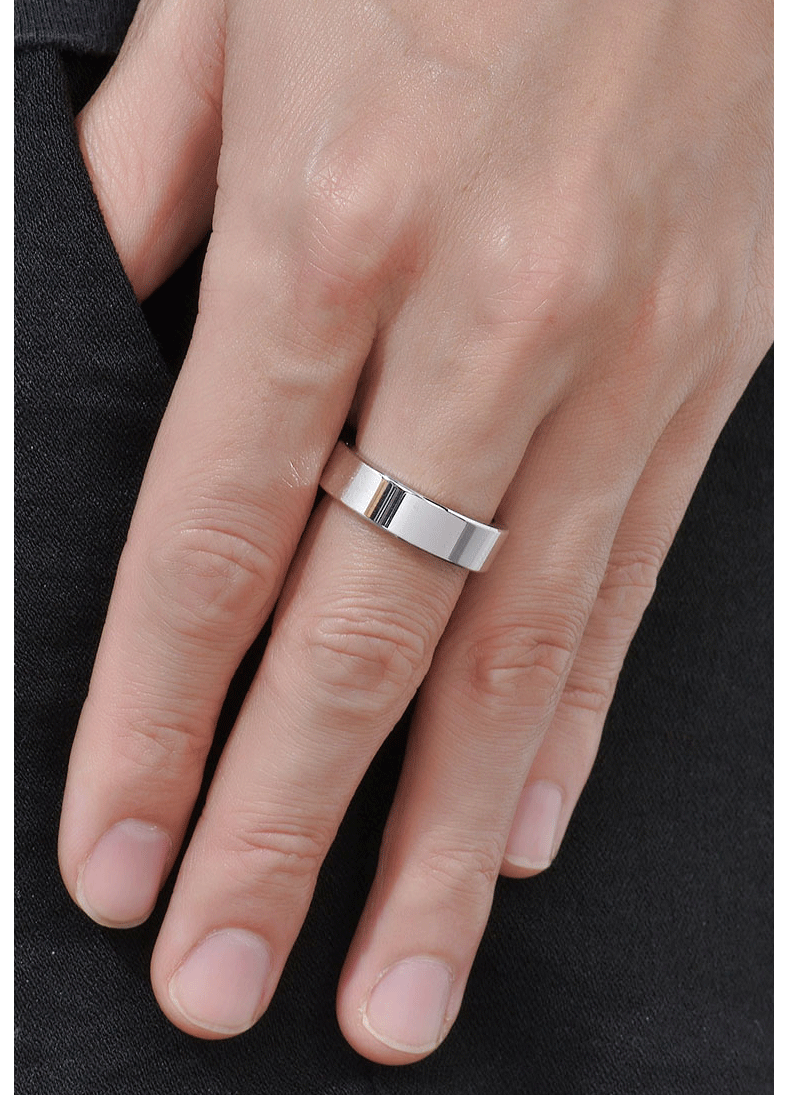 钰帛工坊白金戒指男宽戒pt950光面光圈素戒实心板戒pt999铂金男戒对戒