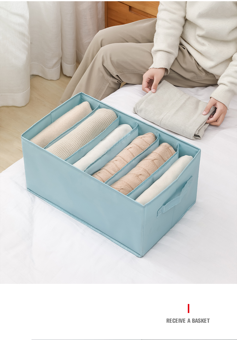 衣服裤子收纳神器衣柜牛仔裤厚毛衣分隔整理冬天衣物分类格盒箱灰色12