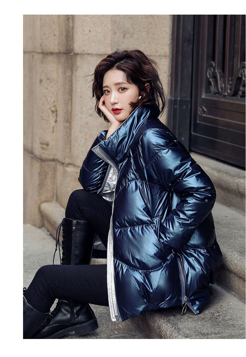 抒函 羽绒服女短款冬装20年新款韩版时尚加厚小个子白鸭绒亮面外套潮