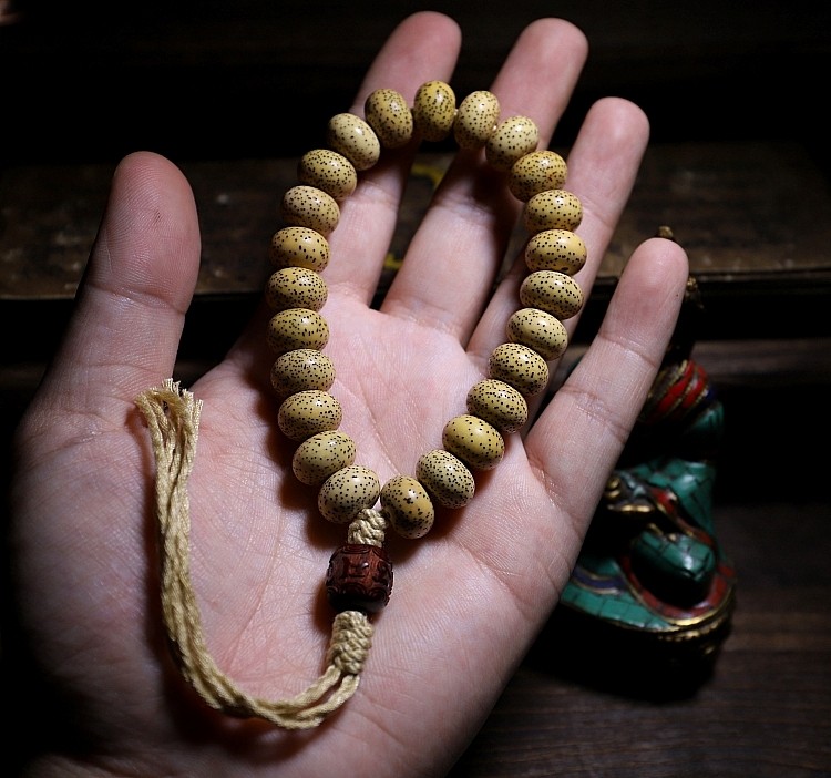 森洲原生态天然老料鸡油黄星月菩提子佛珠手串男士女盘玩手链手持原