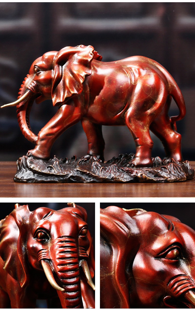 菲落 纯铜大象摆件招财吉祥大象摆件风水象一对吸水象送礼玄关办公室
