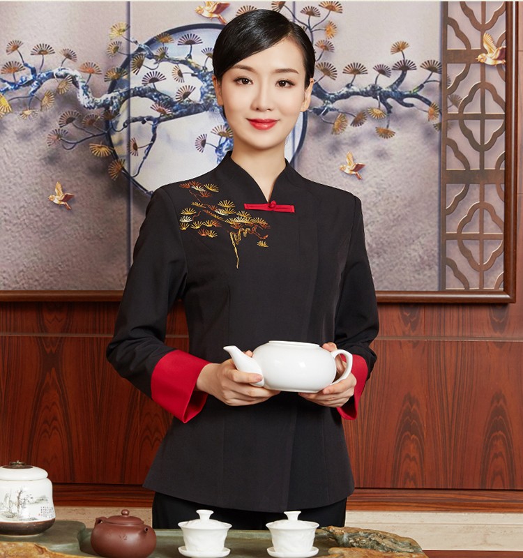 剑潭(jiantan)中式服务员工作服长袖秋冬装星级酒店餐厅餐饮火锅饭店