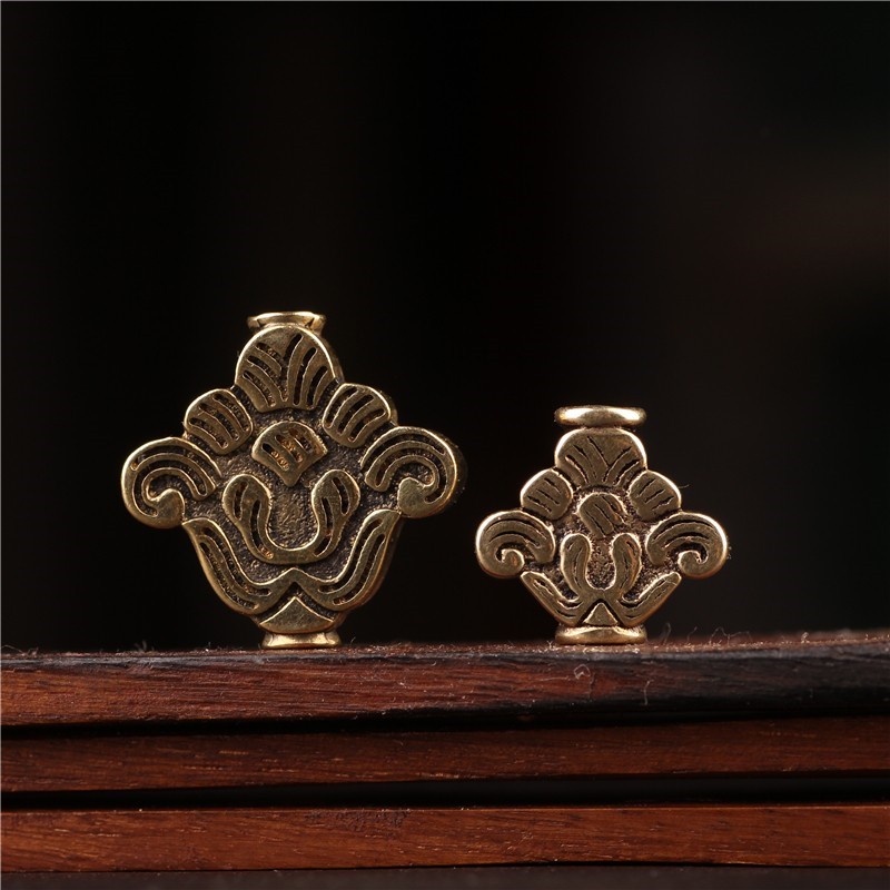 藏汉屋精品黄铜复刻传统款式佛珠配件背云莲花备云diy饰品配饰黄铜