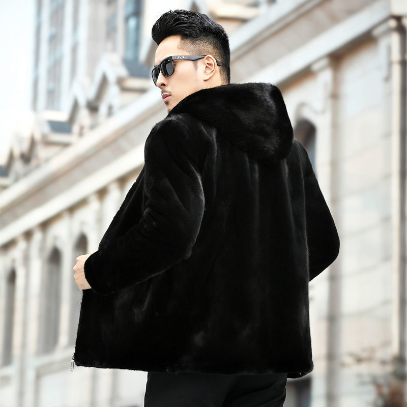 帅气保暖男士皮草外套冬季潮新款水貂毛貂皮外套男整貂绒大衣有运费险