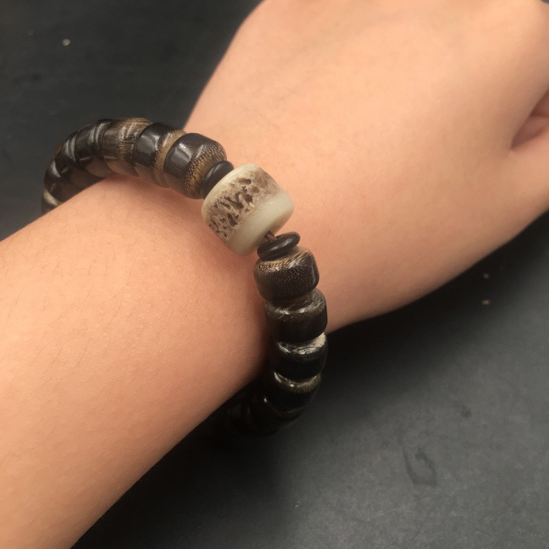 森洲 保真天然饱满鱼子纹黑驴蹄子单圈手串手链佛珠念珠吊坠神器 10*8