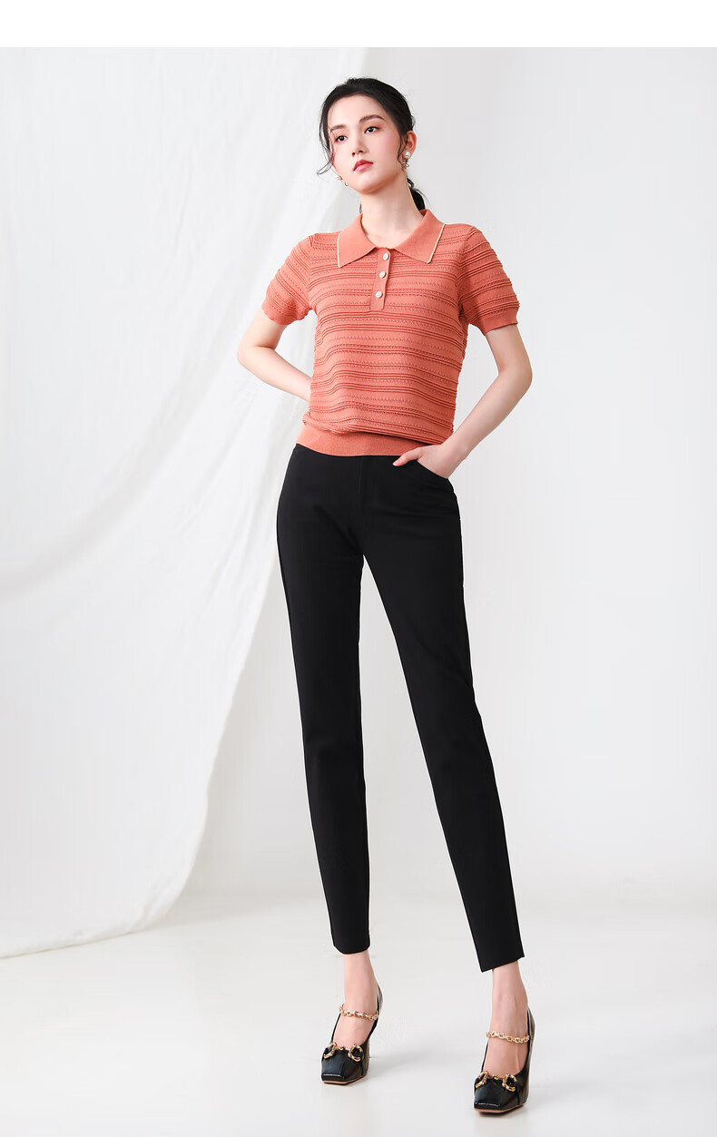 yifini/易菲21秋装新款黑色休闲裤女显瘦百搭修身小脚裤铅笔弹力锥形