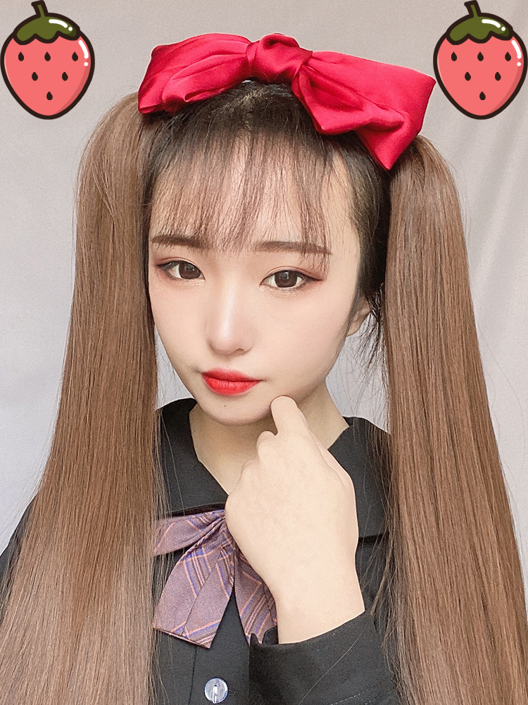 假发马尾女绑带式网红抓夹双马尾大蝴蝶结lolita配饰古风马尾辫子