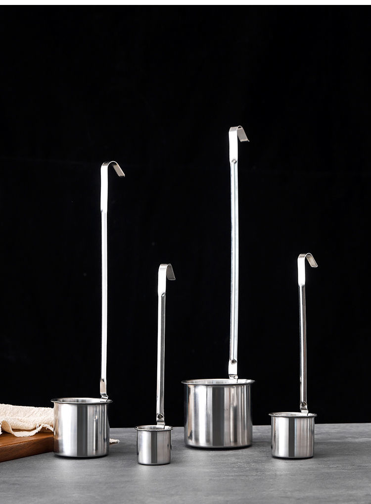 不锈钢酒提子打酒器加厚酒勺子小口径漏斗酒吊子油提长柄酒勺特厚扁柄