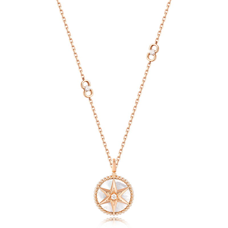 crd克徕帝18k玫瑰金六芒星珍珠母贝钻石吊坠ck00193r单吊坠