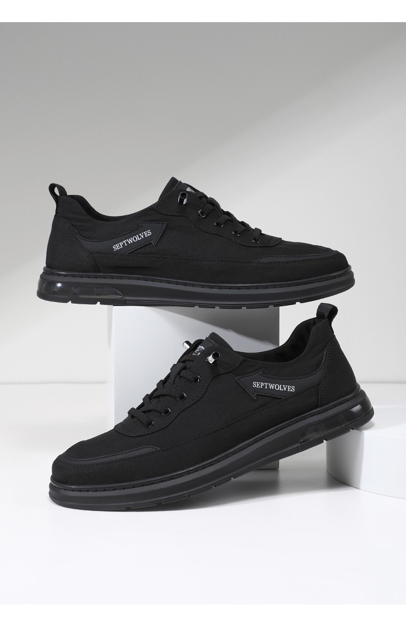 七匹狼帆布鞋男鞋子男士百搭时尚休闲板鞋夏季新品轻便透气潮鞋黑色41