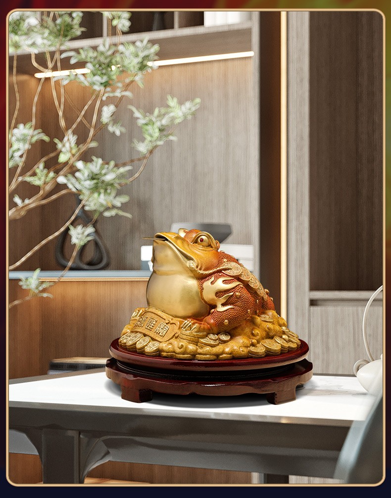 办公室招财摆件 公司店铺开业乔迁礼品 家居客厅玄关电视柜三足金蟾