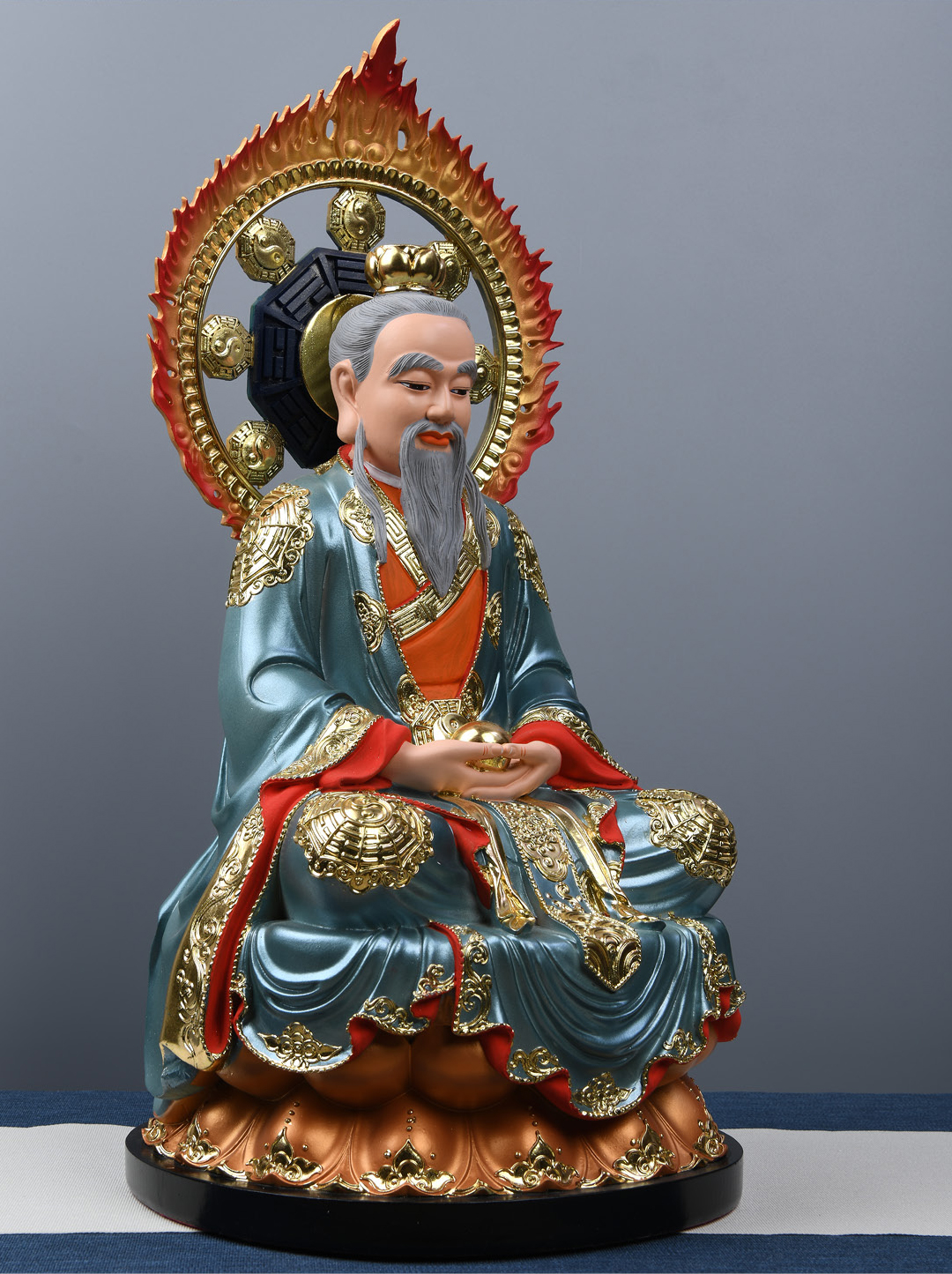 益心阁道教三清神像太上老君佛像原始天尊像灵宝天尊佛像树脂彩绘摆件