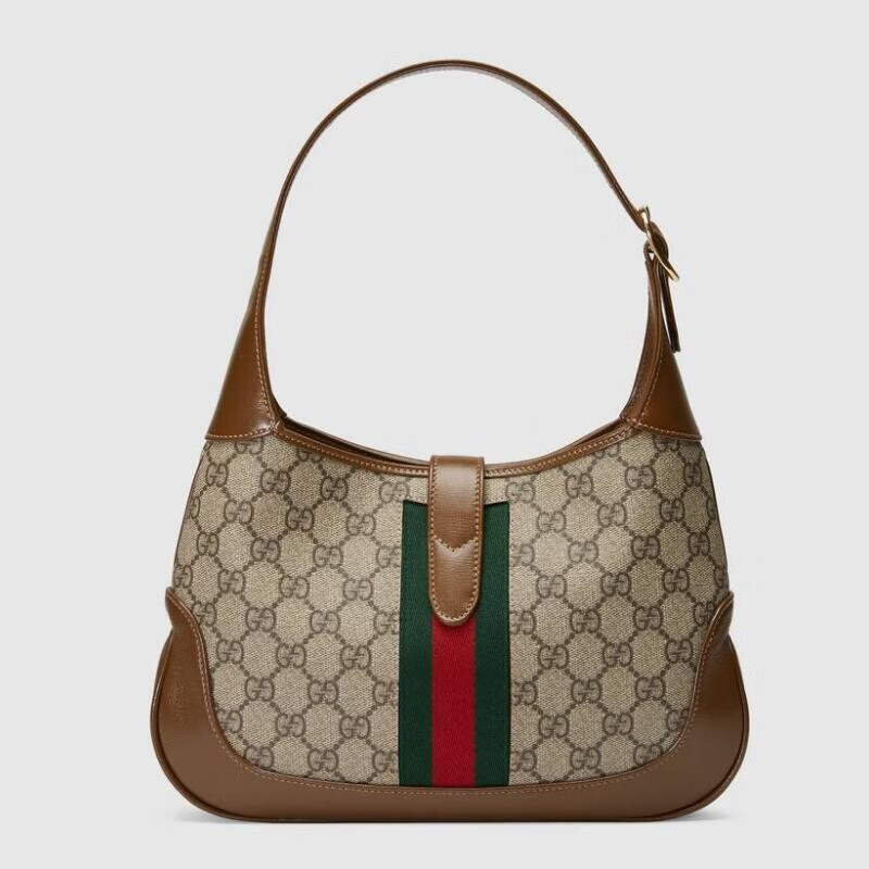二手95新gucci古驰jackie1961系列经典双g印花帆布包袋女士复古单肩