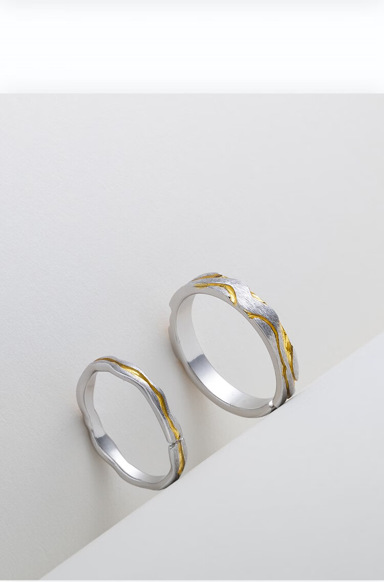 花芽戒指花芽原创沧海桑田情侣对戒纯银食指戒指学生女简约情人节礼物