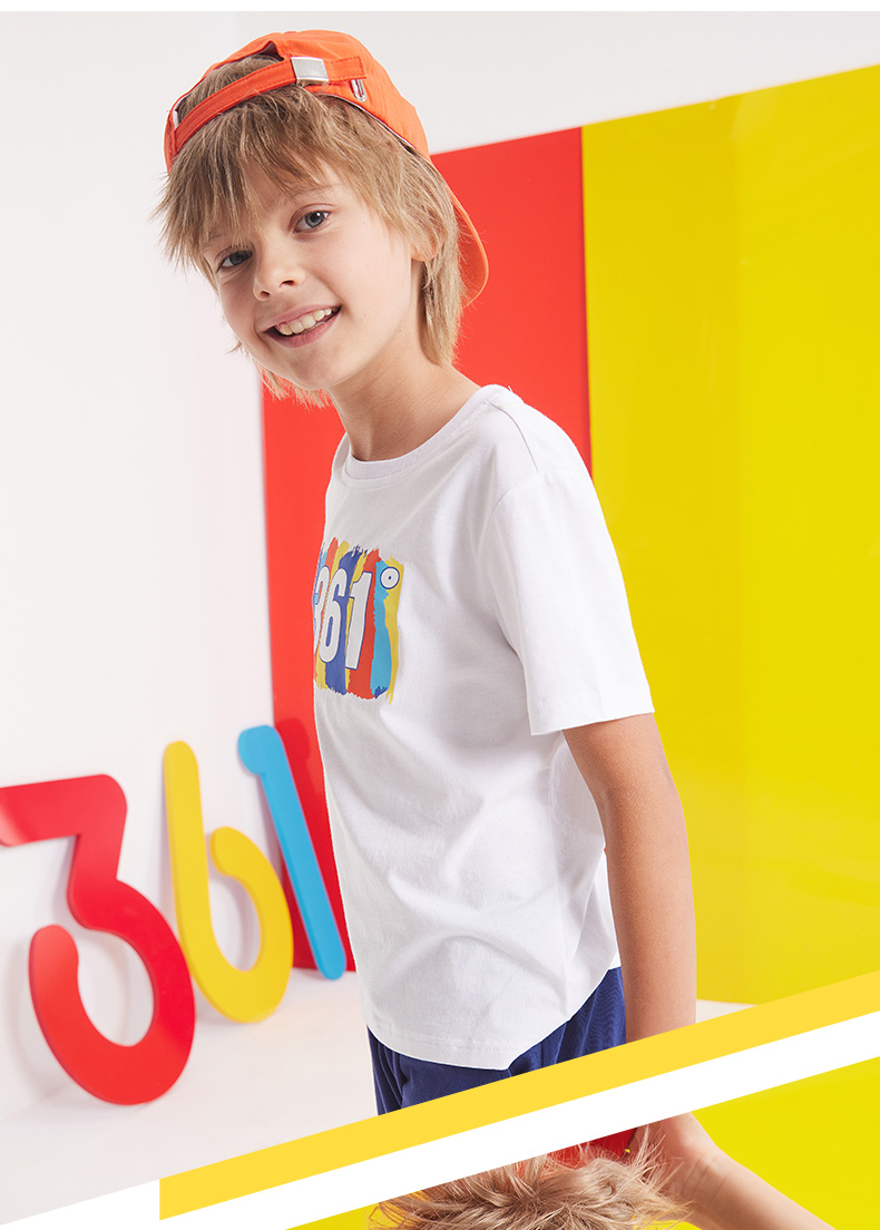 361童装官方男女童短袖t恤中大童男女针织衫2021夏季新款短t儿童上衣