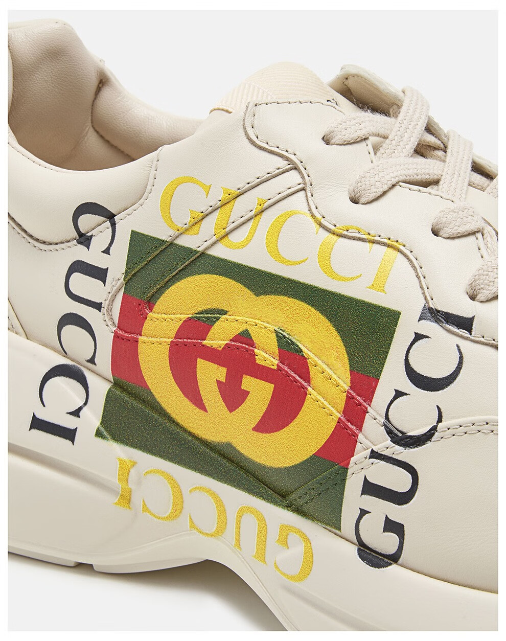 gucci古驰男士gucci标识印花皮革休闲运动鞋老爹鞋500878drw009522